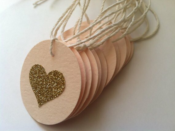 Blush and Gold Heart Tags