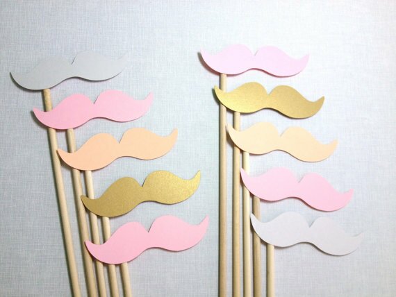 Blush and Gold Photobooth Mustache Props