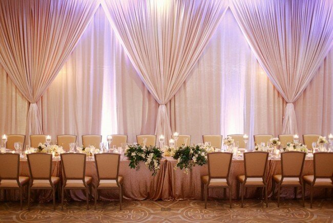 Winter Wedding, Champagne Drape