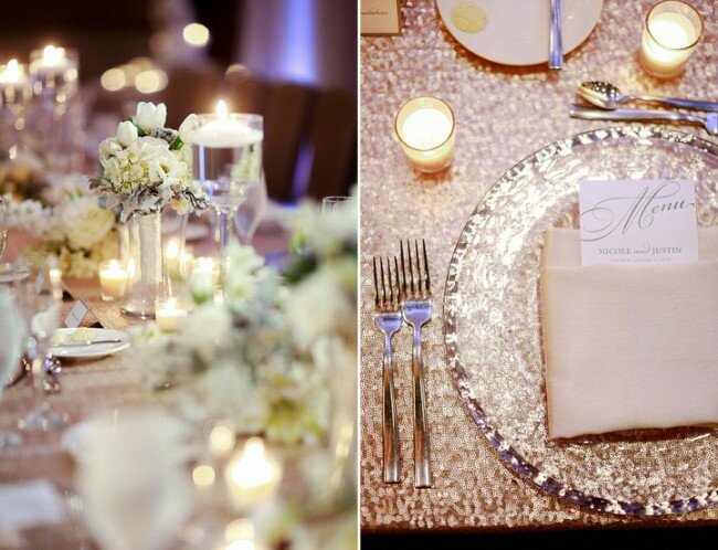 Winter Wedding Gold Sparkle Linens