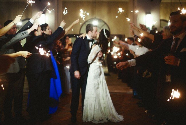 Winter Wedding, Sparkler Exit